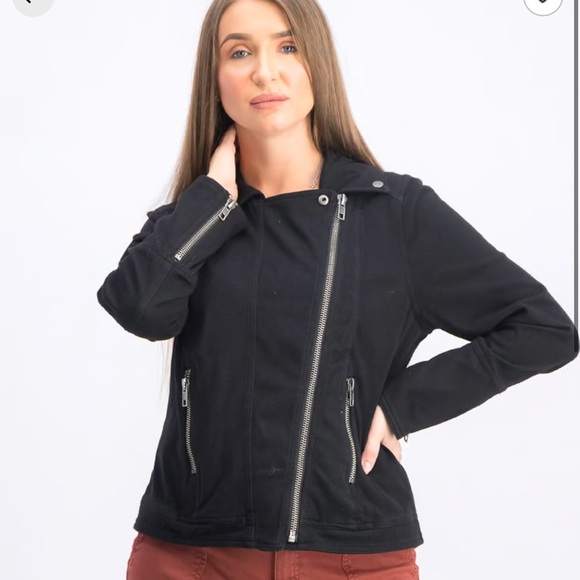 Liverpool Full Zip Black Denim Jacket NWT | Liverpool Zip-Up Jacket Size XS- - Picture 3 of 8